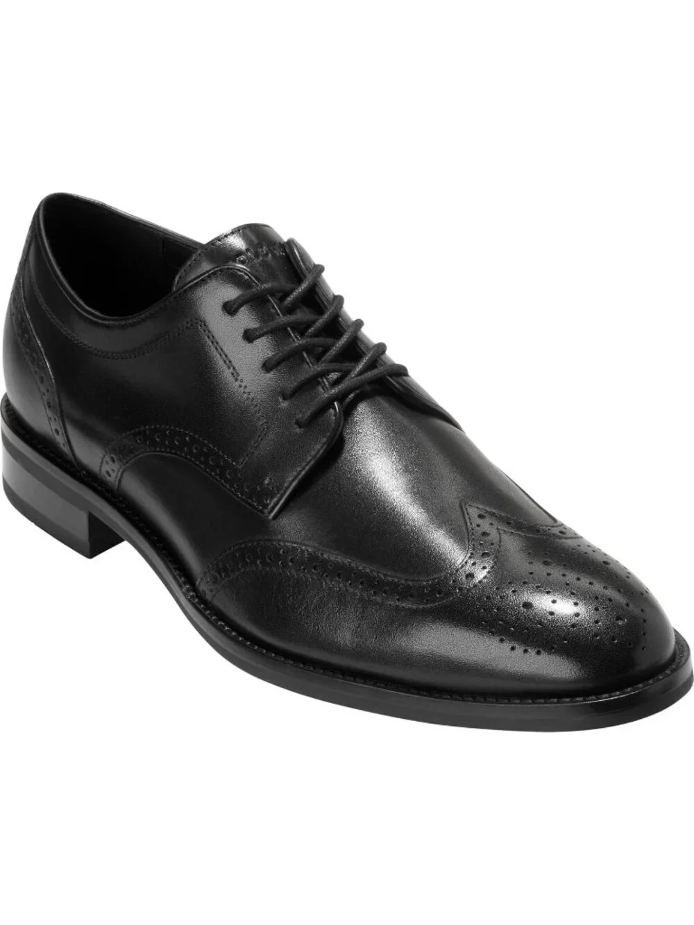 Men's Black Leather Lenox Hill Wingtip Low-top Formal Business Derby Oxford Shoe